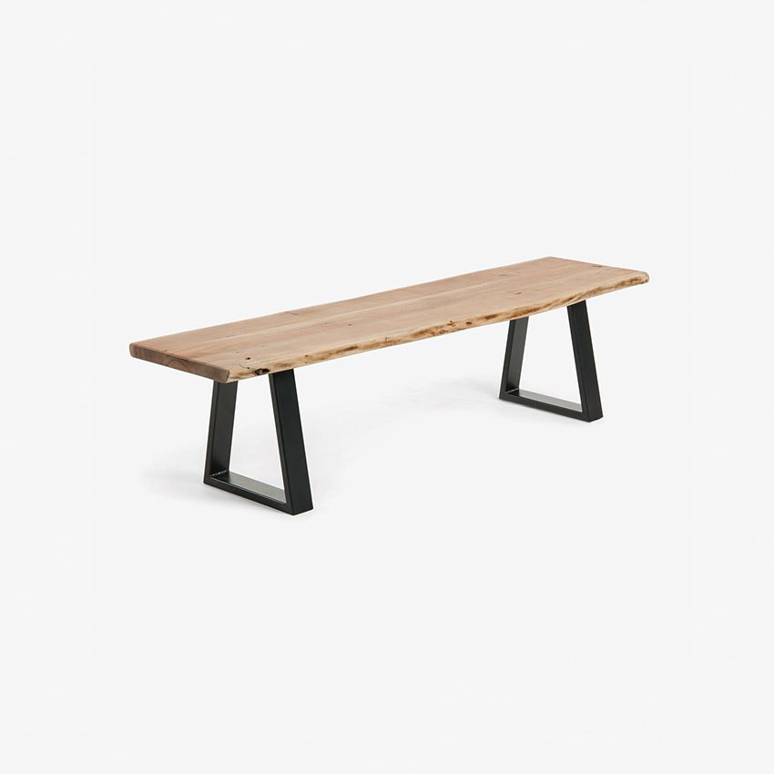Ghế dài SONO, 180cm, chân đen, mặt bàn bằng gỗ cây keo