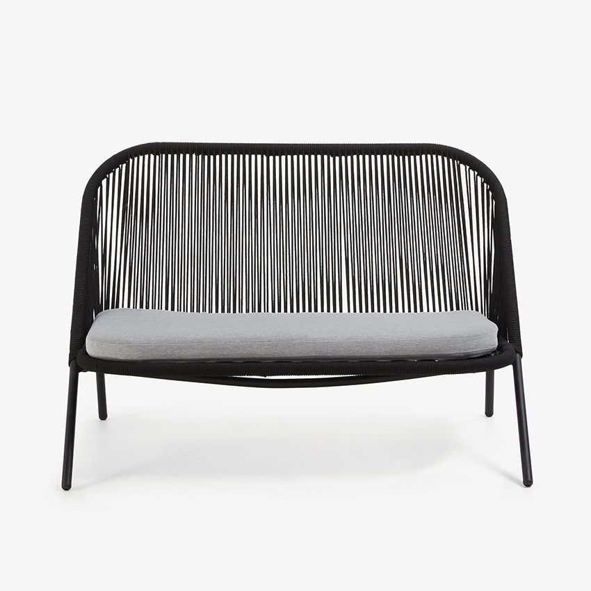 Sofa ngoài trời STAD, 2 chỗ, khung kim loại và dây màu đen