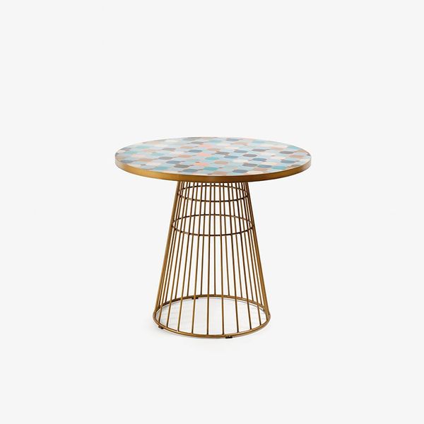 Bàn salon góc ELSA, D90cm, mặt bàn là mosaic nhiều màu sắc