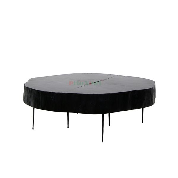 Bàn Salon Round Unique Mặt Gỗ Fume Màu Đen Khung Đen