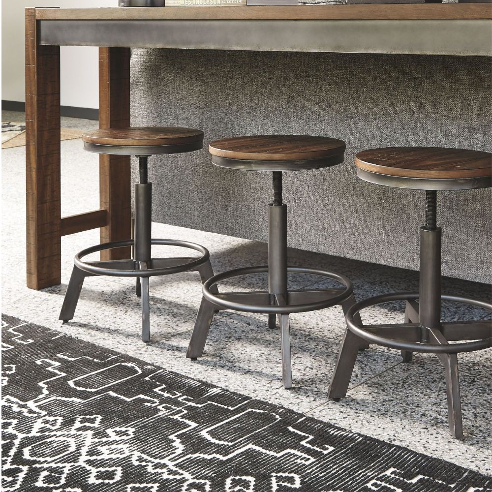 Ghế bar, gỗ/KL, 482W*482D*635H, Nâu/Xám, Casual