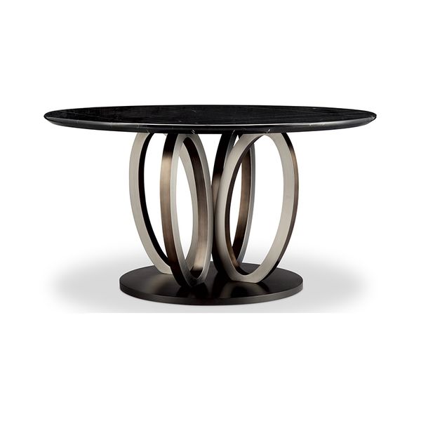 BÀN ĂN ĐÁ TRÒN BLACK & WHITE MARBLE  CHÂN INOX