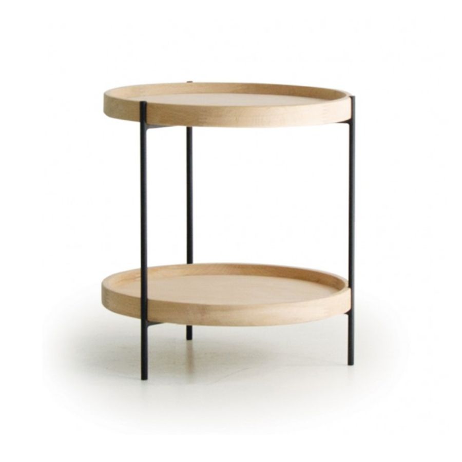 Bàn sofa góc HUMLA, mặt MDF và gỗ sồi, chân kim loại