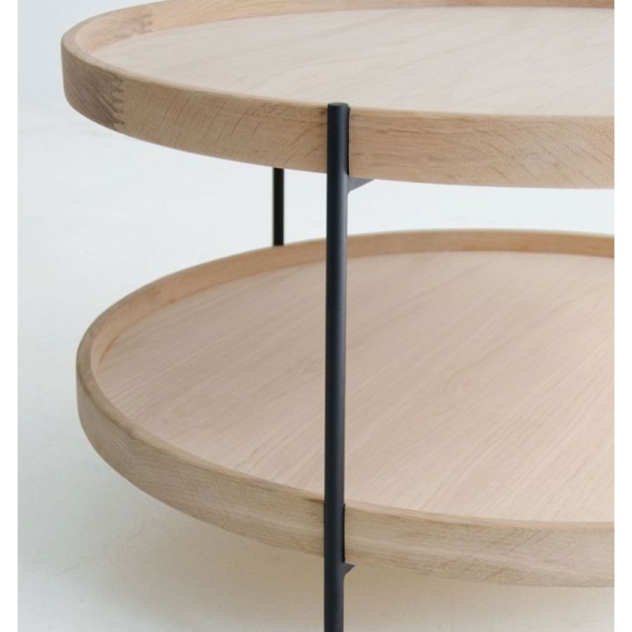 Bàn sofa góc HUMLA, mặt MDF và gỗ sồi, chân kim loại