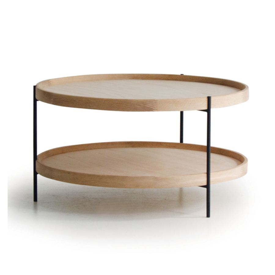 Bàn sofa HUMLA, mặt MDF và gỗ sồi, chân kim loại
