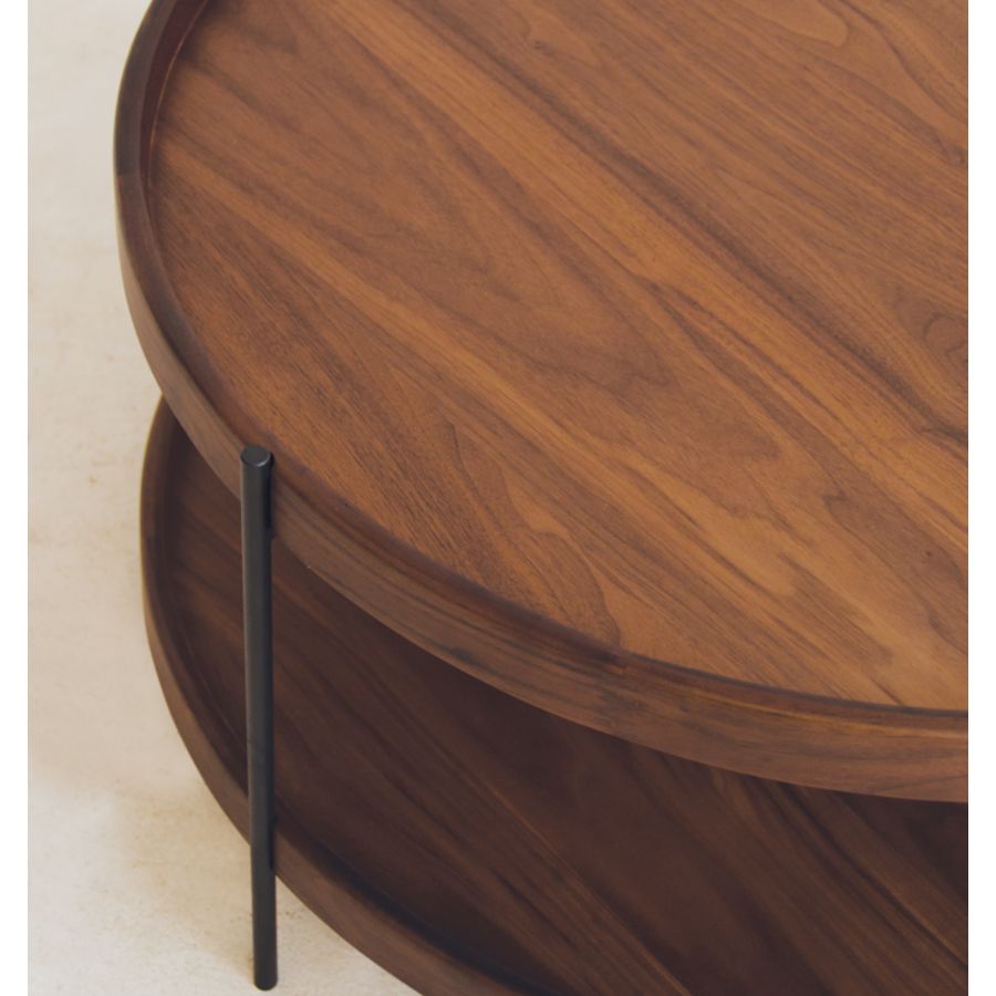 Bàn sofa HUMLA, mặt MDF và gỗ wainut, chân kim loại