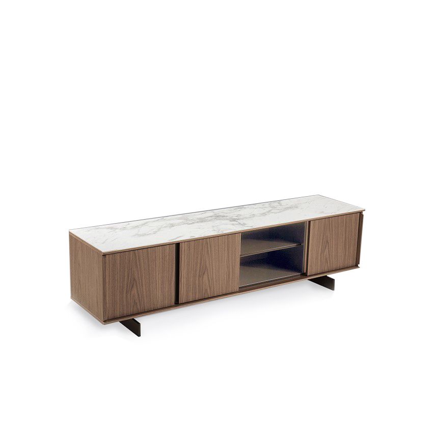 KỆ TIVI MẶT CERAMIC, GỔ WALNUT CÀ PHÊ ĐẬM