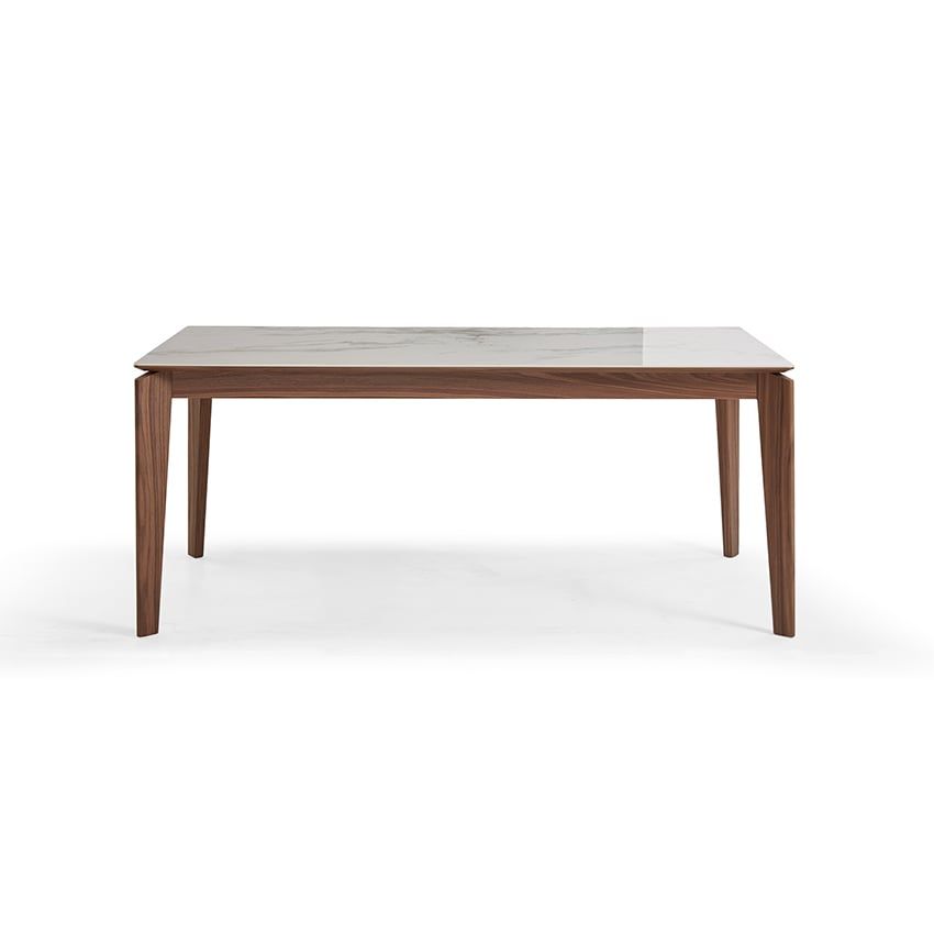 Bàn ăn 179*89*76, mặt ceramic, gỗ màu walnut