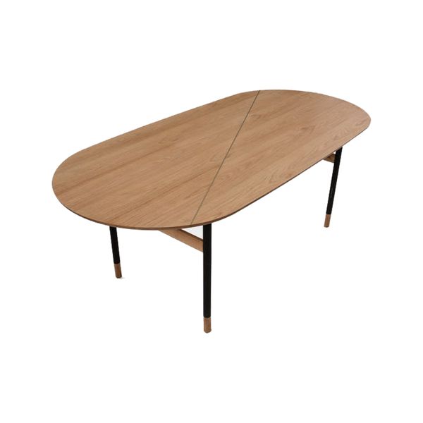 BÀN ĂN BRASILIA GỖ OAK OVAL CHÂN KIM LOẠI