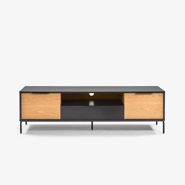 Kệ TT SAVOI, 170*50cm, gỗ sồi và mdf màu đen