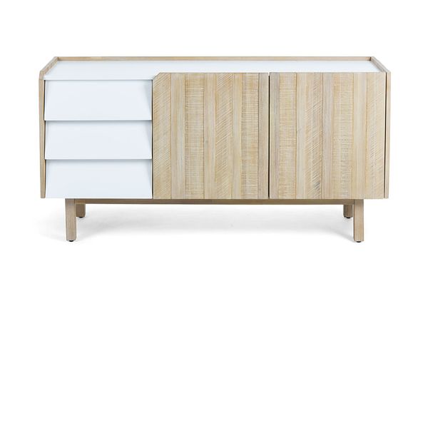 Kệ TT TROPEA, 150*77cm, gỗ acacia, mdf trắng mờ