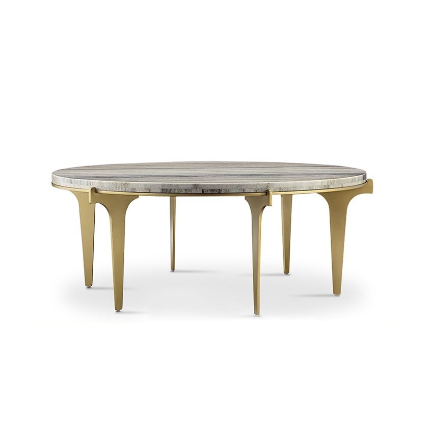 Bàn salon mặt đá Crystal wood veins marble, tròn, 110*40