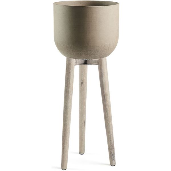 Bình 3 chân STAHL, 97cm, chất liệu gỗ acacia và cement màu nâu