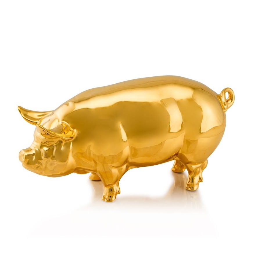 Tượng gốm heo, màu vàng gold