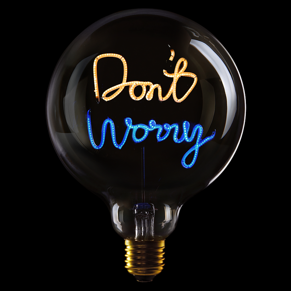 Bóng đèn bàn chữ DON'T WORRY, màu xanh dươnghổ phách