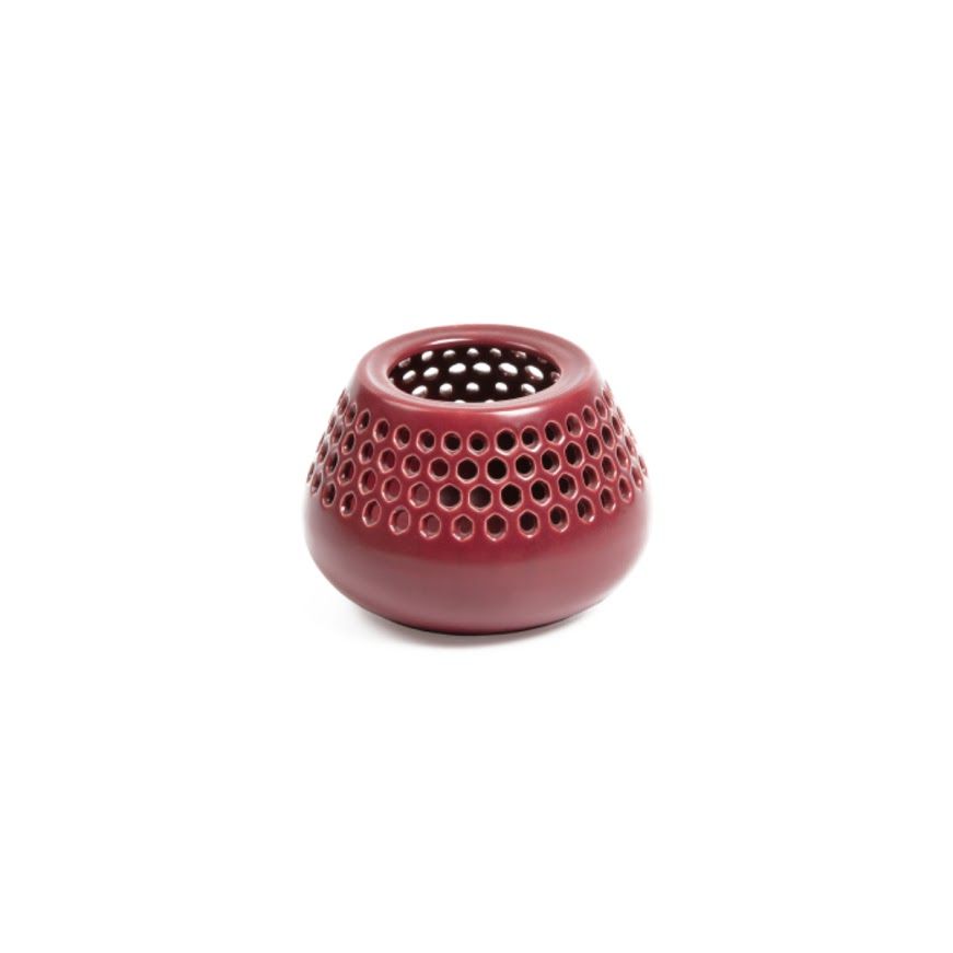 Đế nến LONNIE, 8cm, bằng sứ màu hồng Burgundy