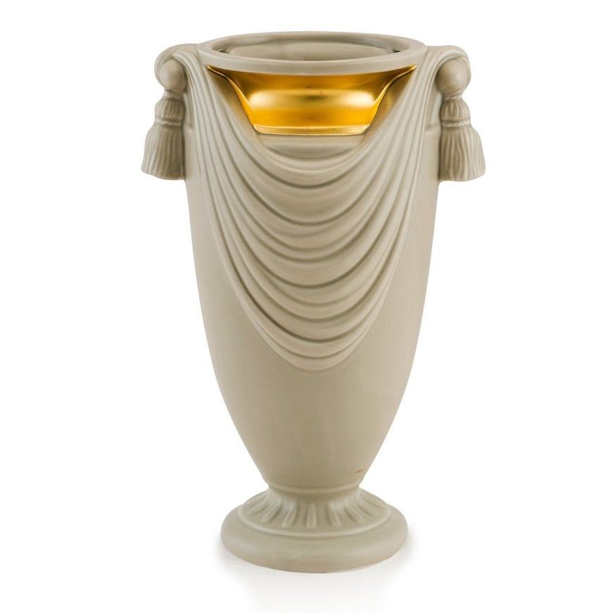 Tượng gốm một drape, màu xám, viền mạ vàng