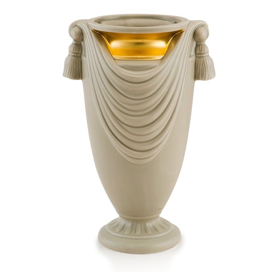 Tượng gốm một drape, màu xám, viền mạ vàng
