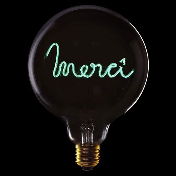 Bóng đèn bàn chữ MERCI, màu xanh lá