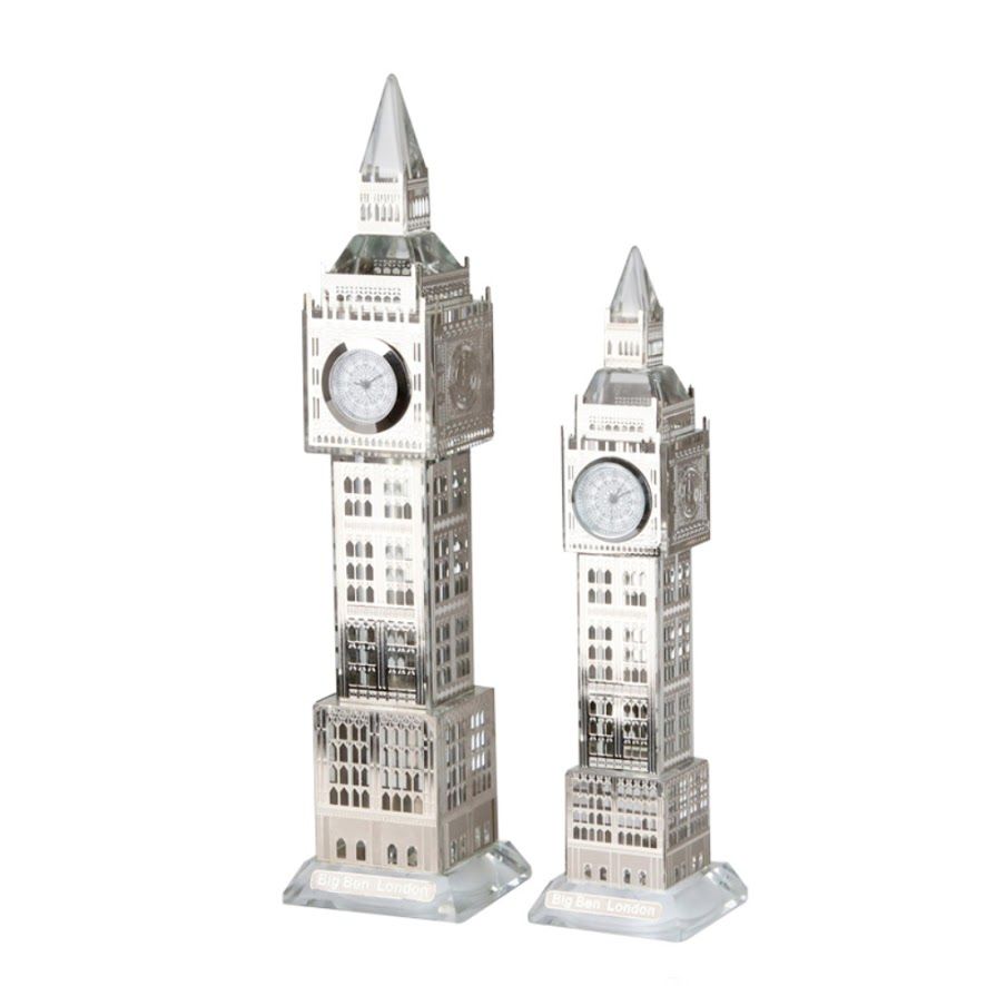 Tháp đồng hồ Big Ben, màu bạc, pha lê