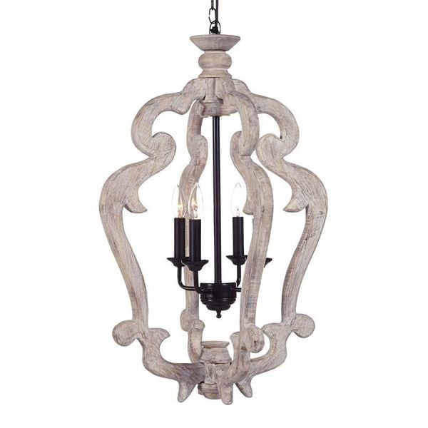 Đèn treo, gỗ KL Distressed White, Vintage