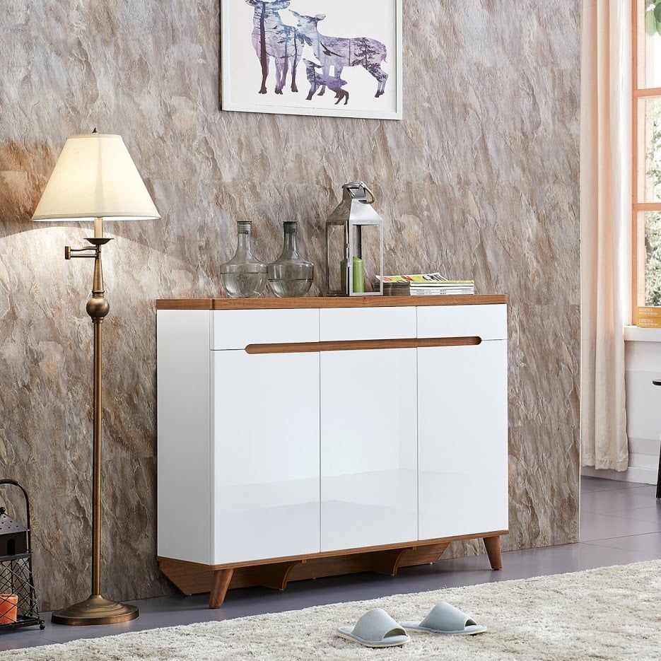 Tủ giày, 3 cửa, gỗ + trắng, 1192*350*974mm