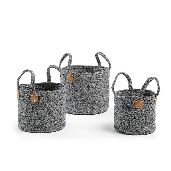 Giỏ BOWE, 3 cái/bộ, bằng dây màu xanh đậm