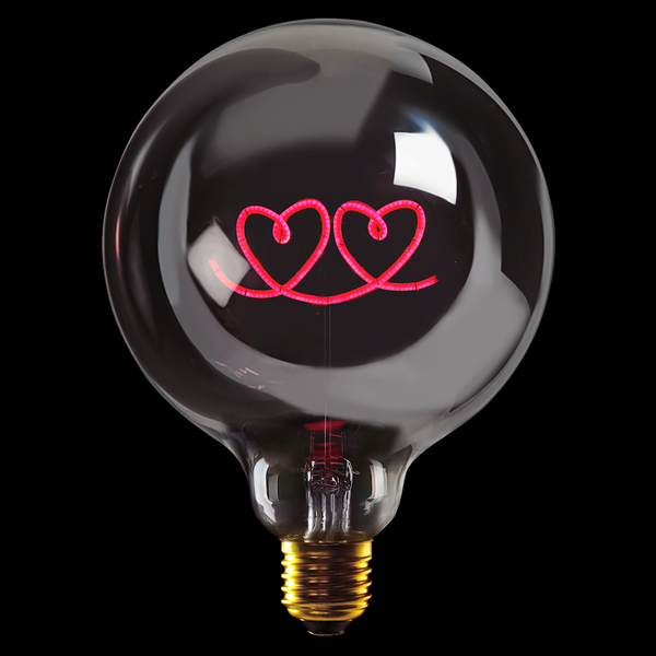 Bóng đèn bàn chữ DOUBLE HEART, màu đỏkhói