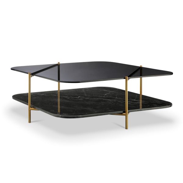 Bàn Salon Kiếng Đen+Đá Grey Marble