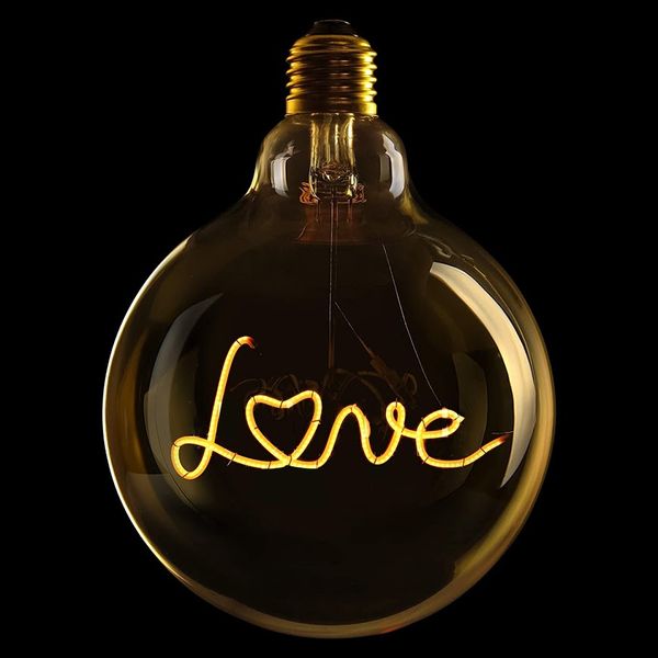 Bóng đèn trần chữ LOVE, màu ambre