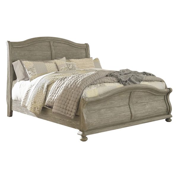 Giường 2m  gỗ, Gray/Whitewash, VIN