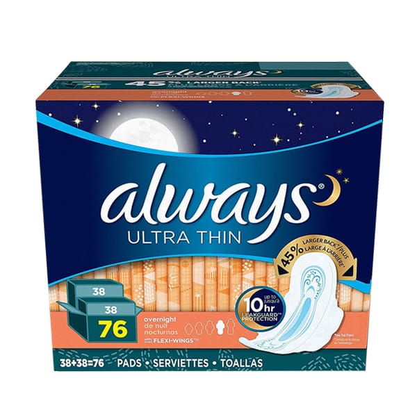 Băng Vệ Sinh Siêu Mỏng Có Cánh Ban Đêm Always Ultra Thin 38 Miếng, Mỹ