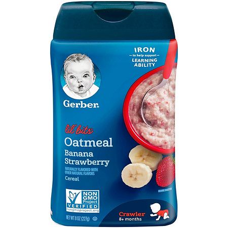 Bột Ăn Dặm Gerber Bột vị Yến Mạch, Chuối, Dâu 227g, Mỹ