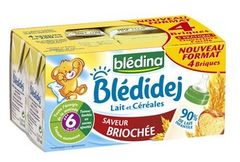 Sữa Nước Bledina vị Ngũ Cốc, Bánh Mì 250ml (6T), Pháp