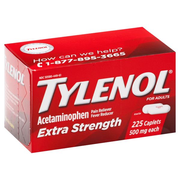 Viên Uống Giảm Đau, Hạ Sốt Tylenol Extra Strength 225 Viên, Mỹ