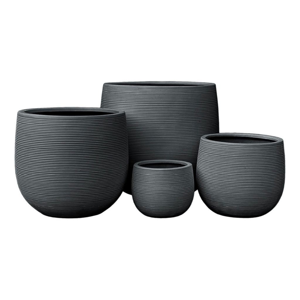 Bộ Chậu Cây Xi măng Polycement Ceylon - Đen