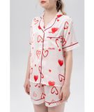  [LUXURY] Pijama Lụa Ngắn In Tim Đỏ 