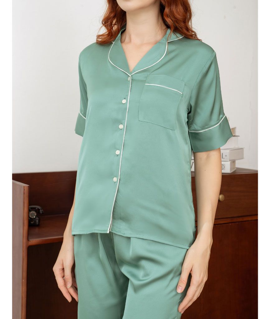  Pijama Lụa Xanh Matcha 