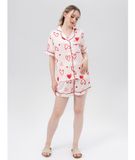  [LUXURY] Pijama Lụa Ngắn In Tim Đỏ 