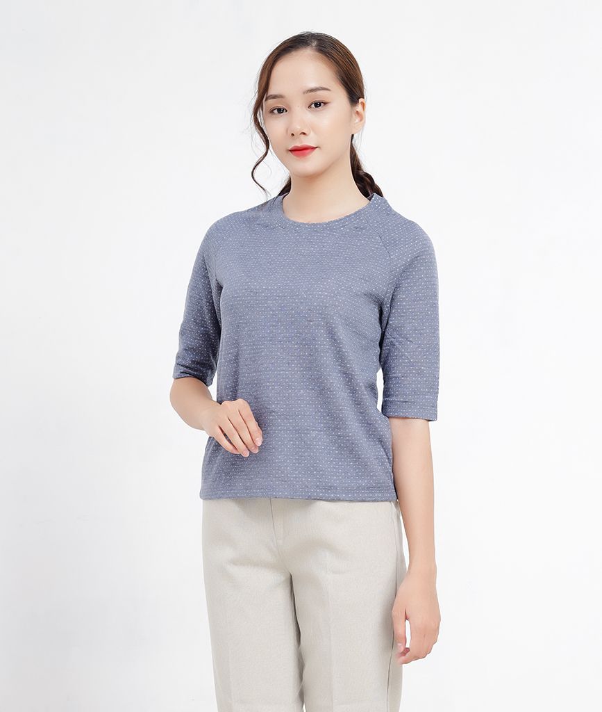  Áo thun cổ tròn nữ  Raglan tee tay lở 