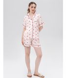  [LUXURY] Pijama Lụa Ngắn In Trái Tim Nhỏ 