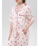  [LUXURY] Pijama Lụa In Trái Tim Nhỏ 