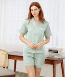  Pijama Ngắn Lụa Xanh Mint 