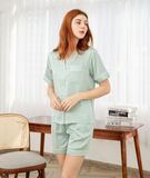  Pijama Ngắn Lụa Xanh Mint 