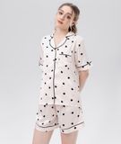  [LUXURY] Pijama Lụa Ngắn In Trái Tim Nhỏ 