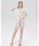  [LUXURY] Pijama Lụa Ngắn In Trái Tim Nhỏ 