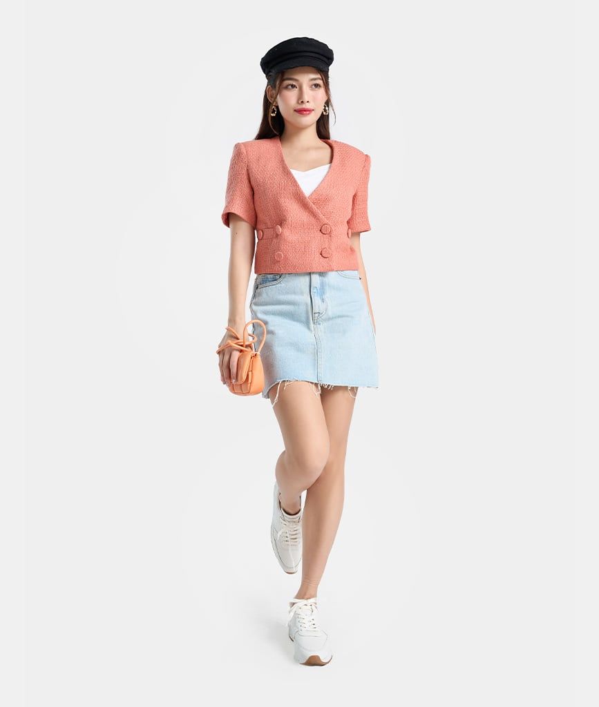 Áo blazer crop ngắn tay