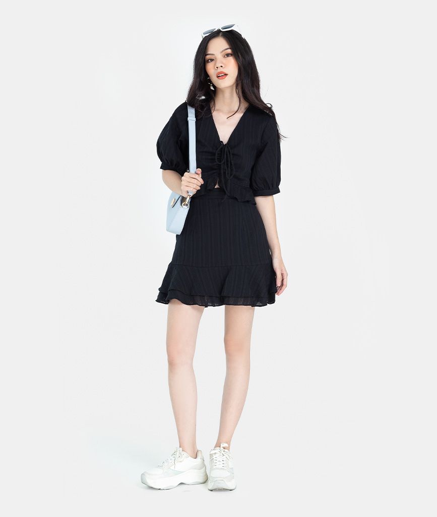 CHÂN VÁY MINI PHỐI BÈO