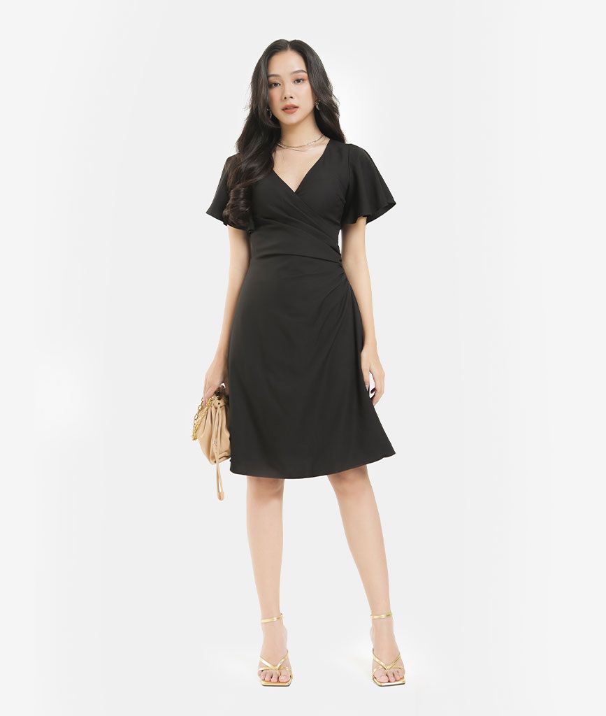 ĐẦM KIỂU ĐẮP XẾP NHÚN EO