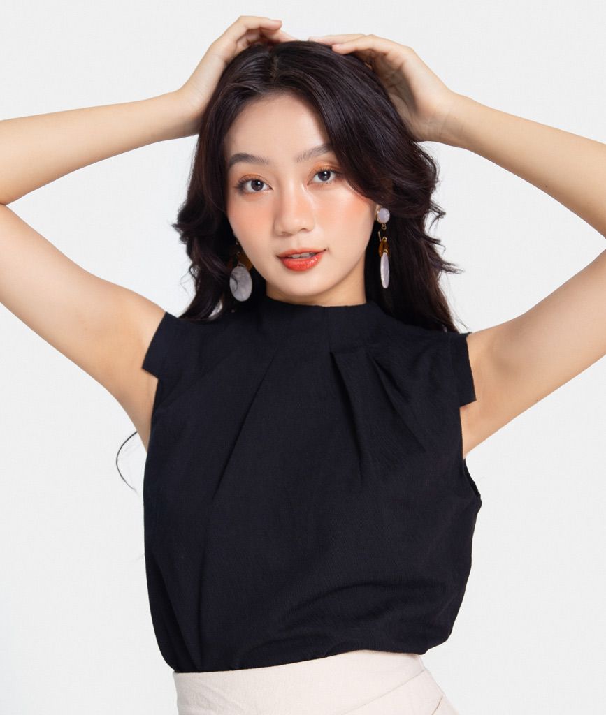 Áo kiểu xếp cổ